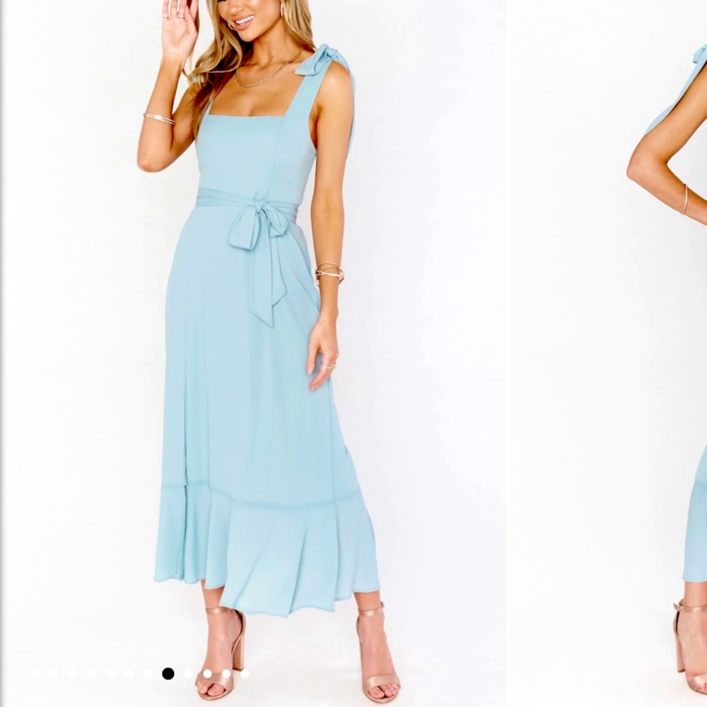 Claire Midi Dress, show me your mumu bridesmaid dress, silver sage crisp.